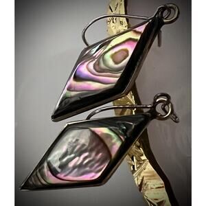 Vintage Abalone Inlay Earrings | Alpaca Mexico Sterling